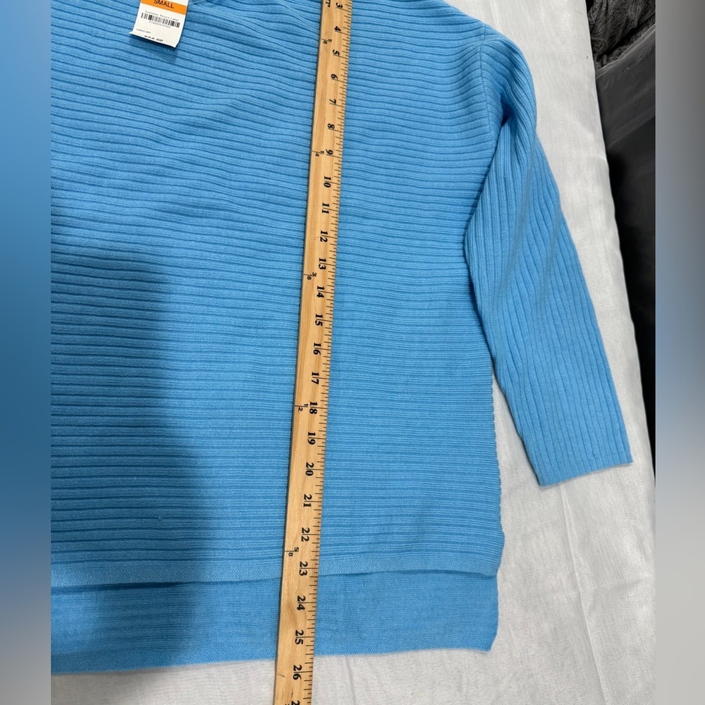 Style & Co Boatneck Rib Pullover Oversized Sweater Bright Skies Size Small NWT - Picture 5 of 8